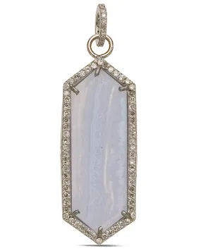 Blue Lace Agate and Diamond Pendant