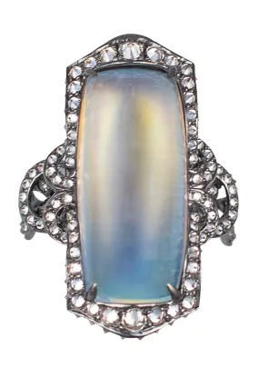 Blue Moonstone Diamond Ring