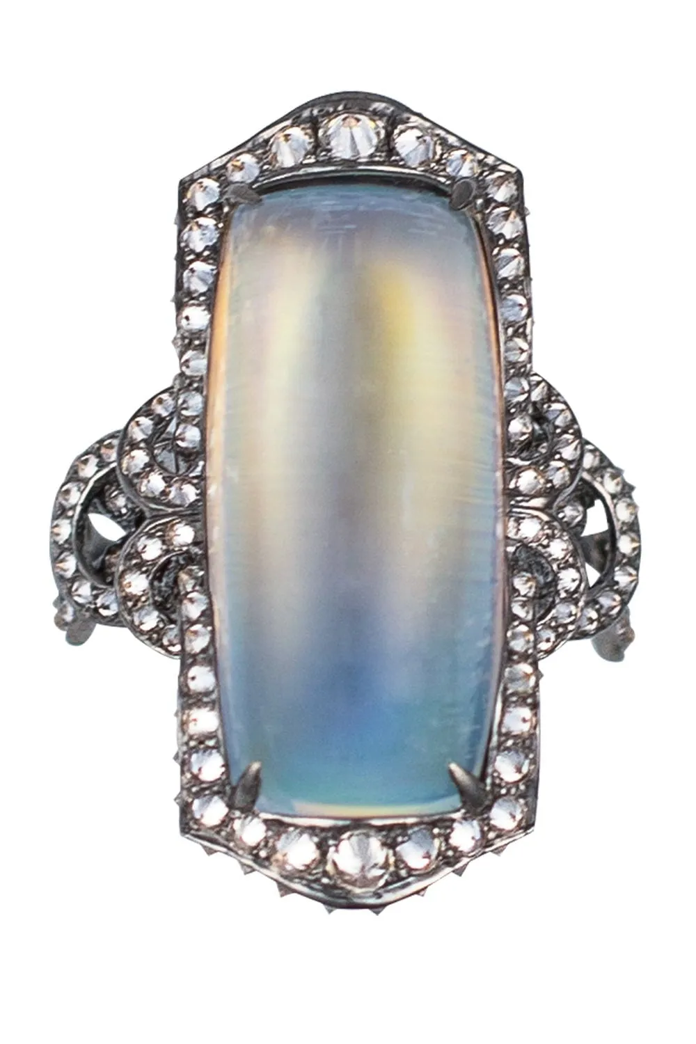 Blue Moonstone Diamond Ring