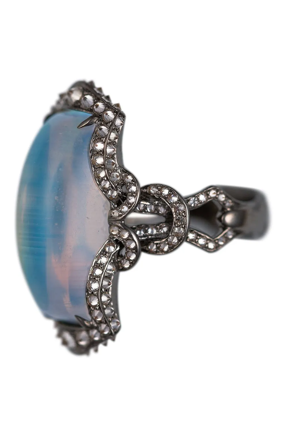 Blue Moonstone Diamond Ring