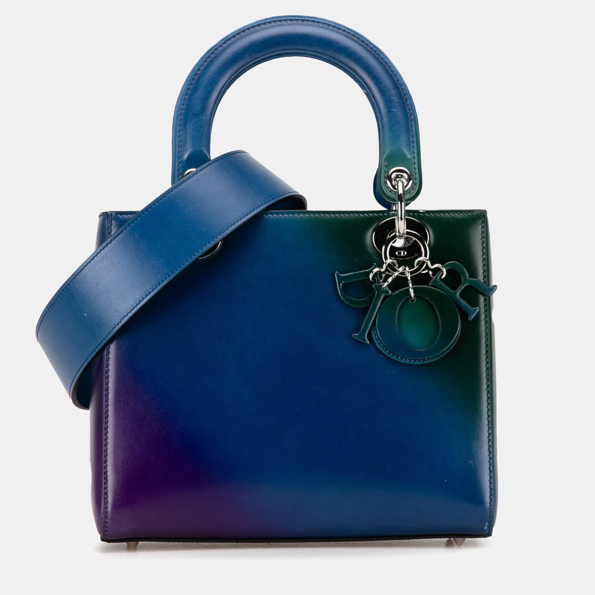 Blue Ombre Leather Medium Lady Tote Bag