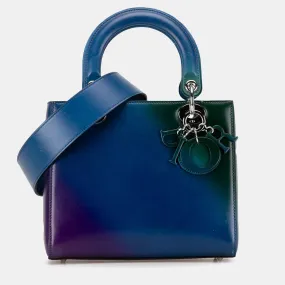 Blue Ombre Leather Medium Lady Tote Bag