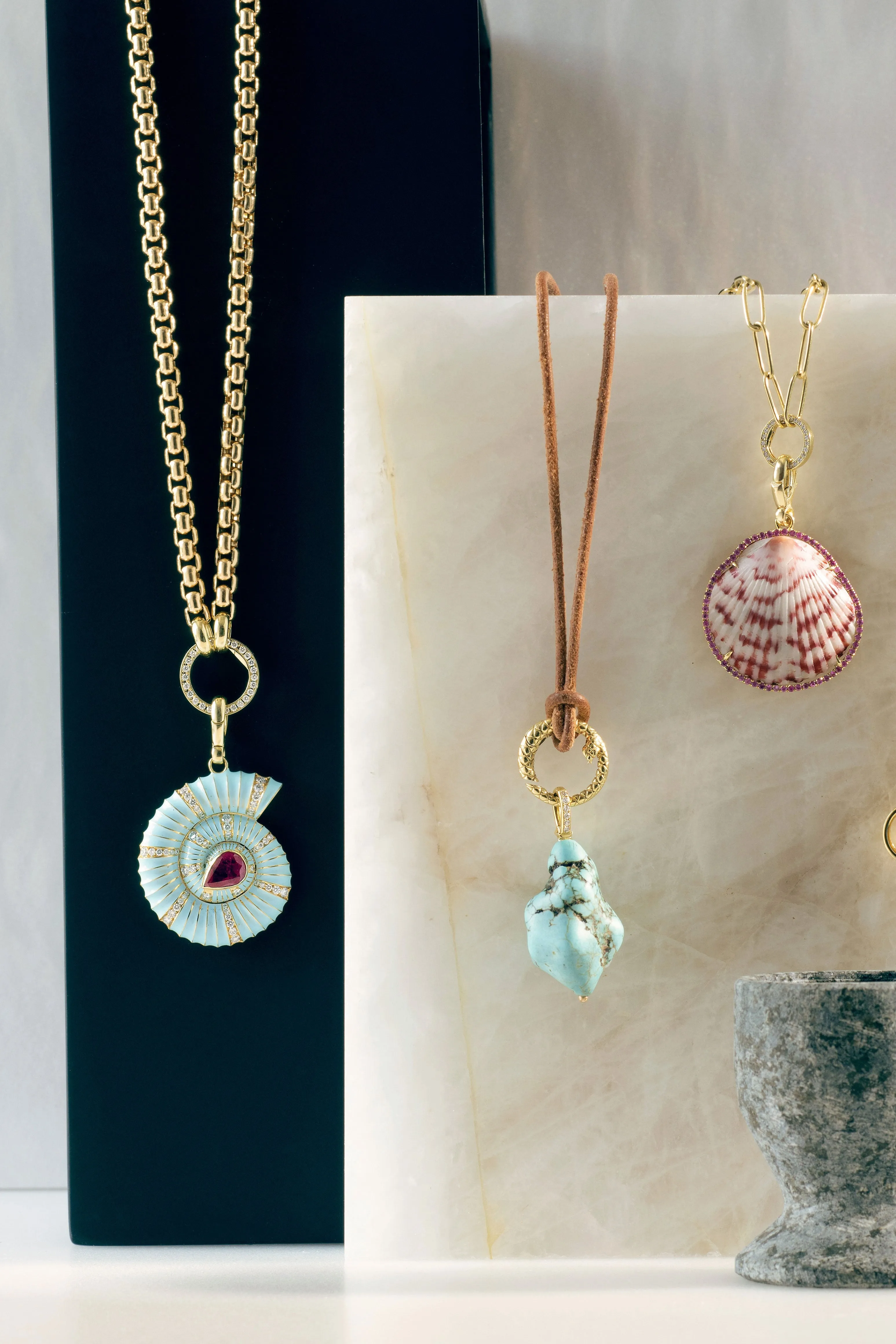 Blue Ruby Helix Shell Charm
