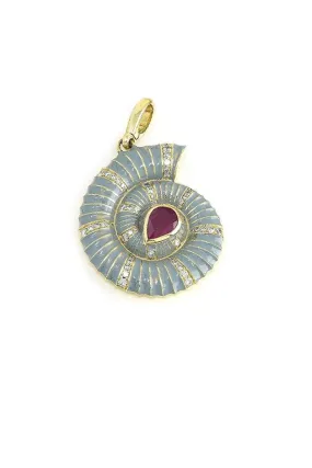 Blue Ruby Helix Shell Charm