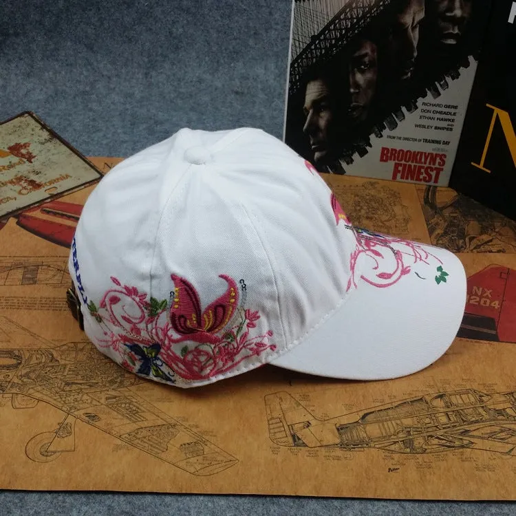 Butterfly Embroidery Unisex Oriental Snapback Baseball Cap