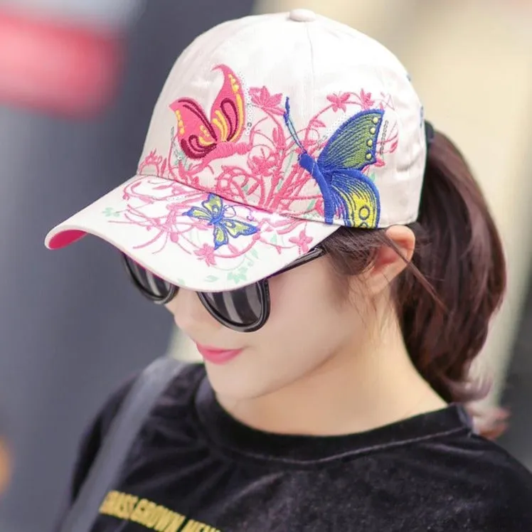 Butterfly Embroidery Unisex Oriental Snapback Baseball Cap