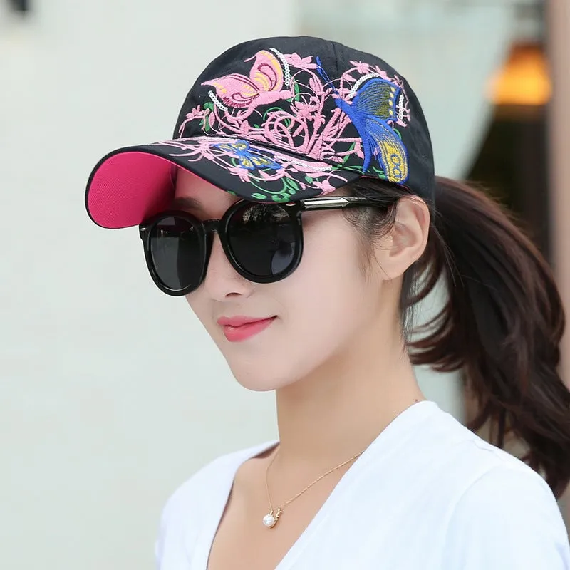Butterfly Embroidery Unisex Oriental Snapback Baseball Cap