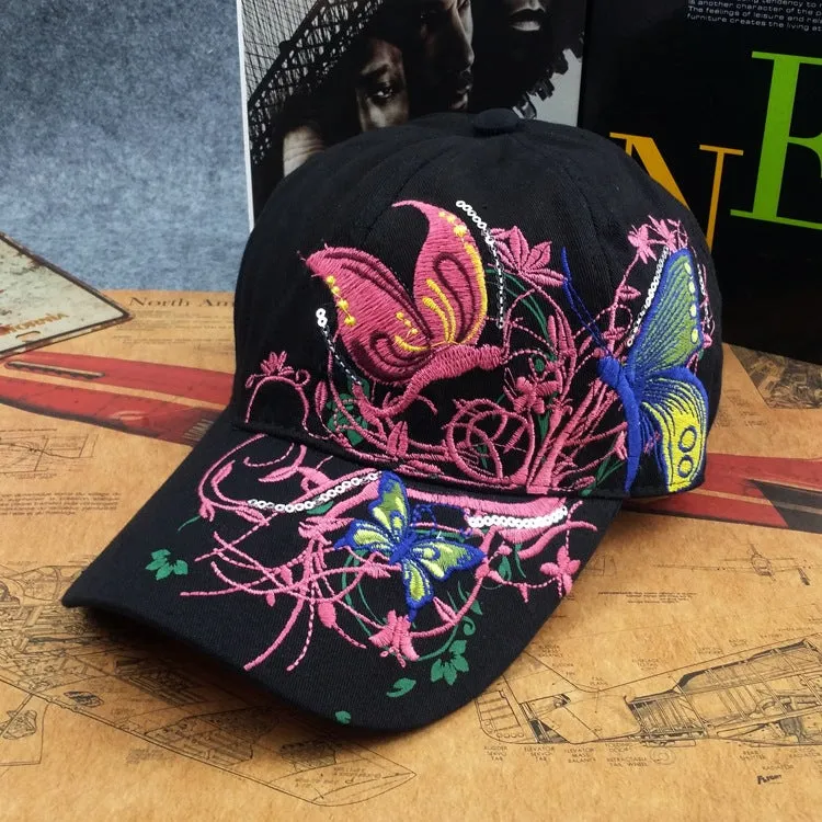 Butterfly Embroidery Unisex Oriental Snapback Baseball Cap