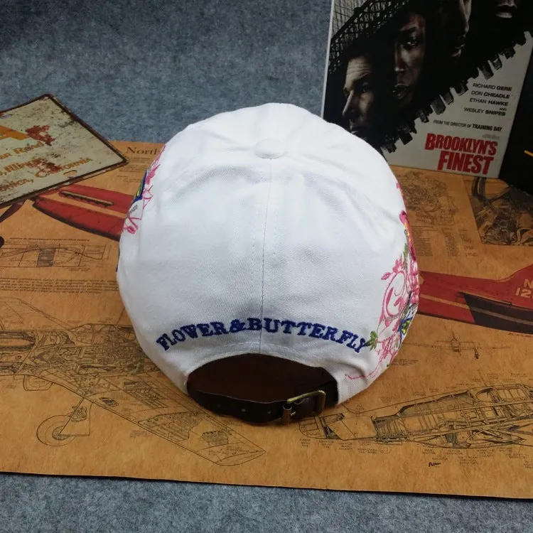 Butterfly Embroidery Unisex Oriental Snapback Baseball Cap