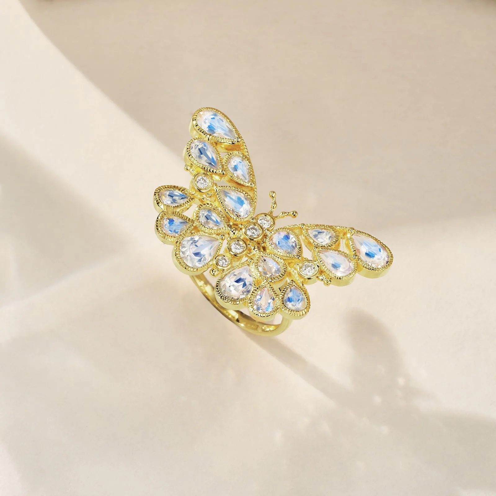 Butterfly Moonstone Diamond Cocktail Ring