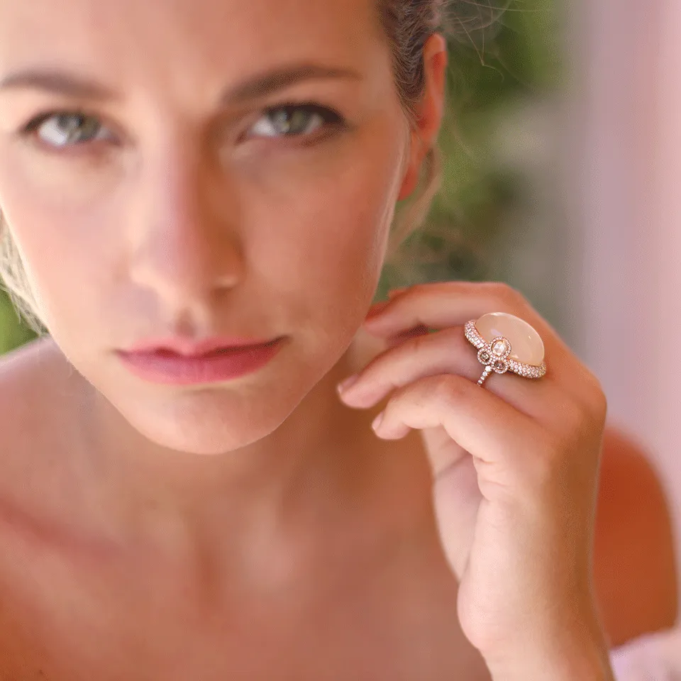 Cabochon Moonstone Diamond Ring