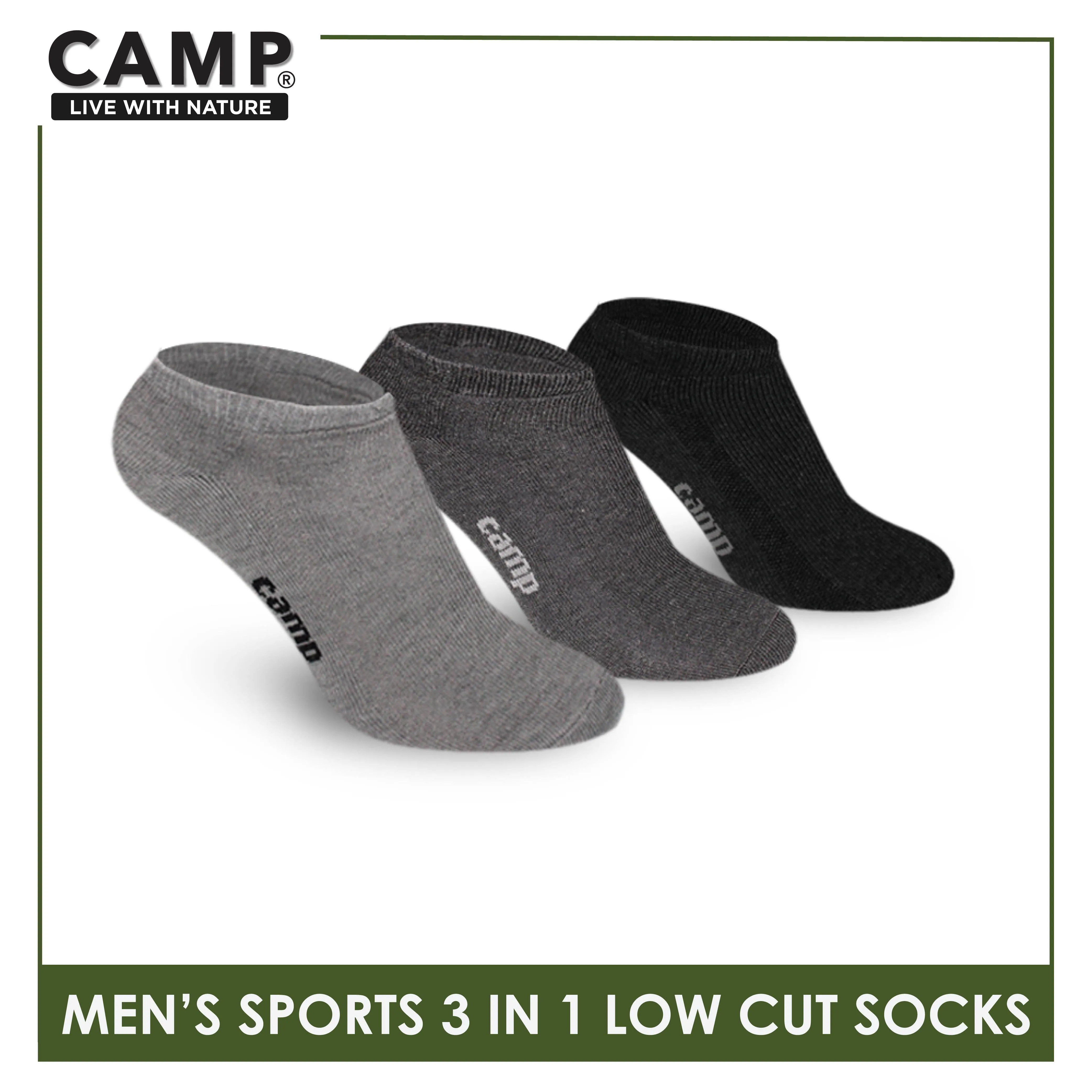 Camp Men's Cotton Thick Sports Low Cut Socks 3 pairs in a pack CMS0