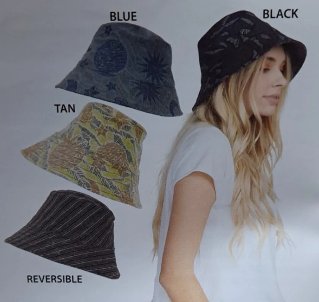 Canvas Reversible Pattern Printed Bucket Hat