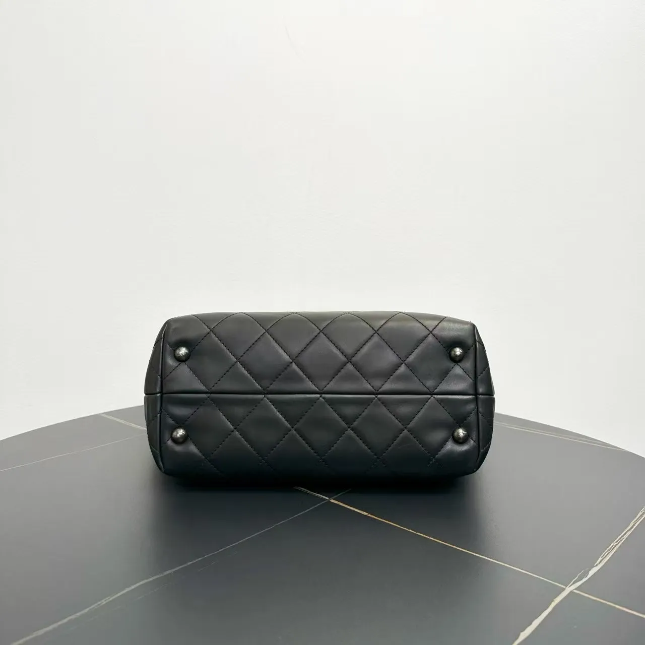 Chanel Quilted Tote Bag Black Leather Large