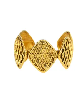 Chanel Vintage '90s Gold Quilted Medallion Cuff Bracelet