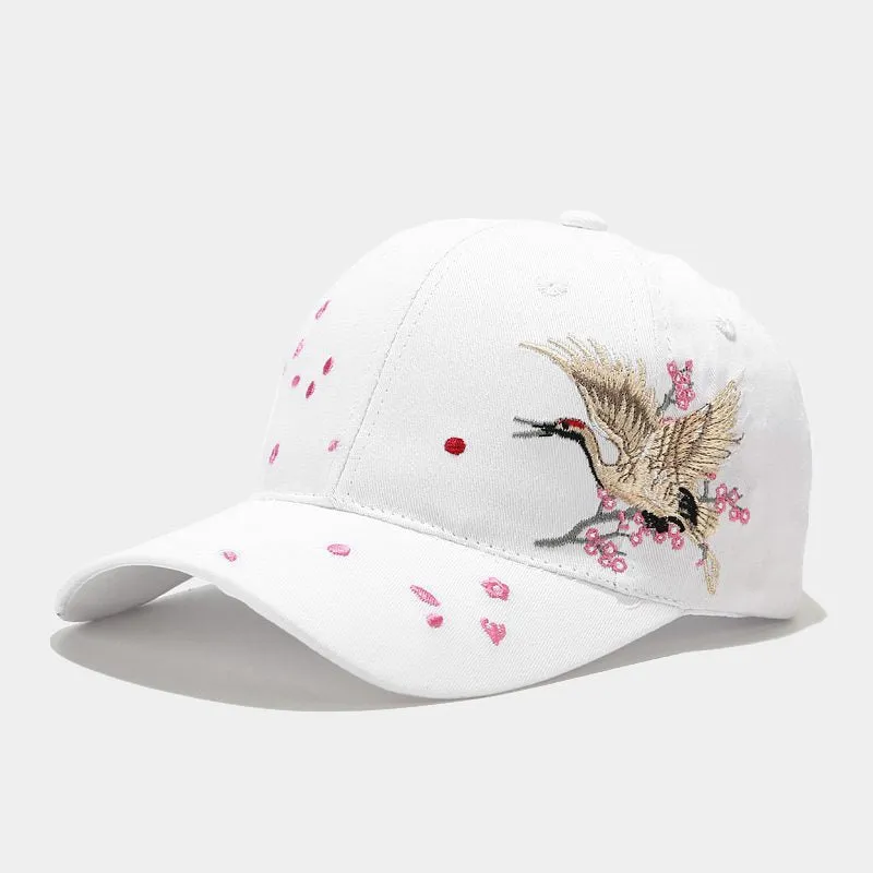 Chinese Crane Embroidery Unisex Oriental Snapback Baseball Cap