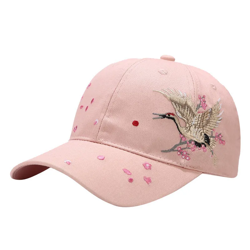 Chinese Crane Embroidery Unisex Oriental Snapback Baseball Cap