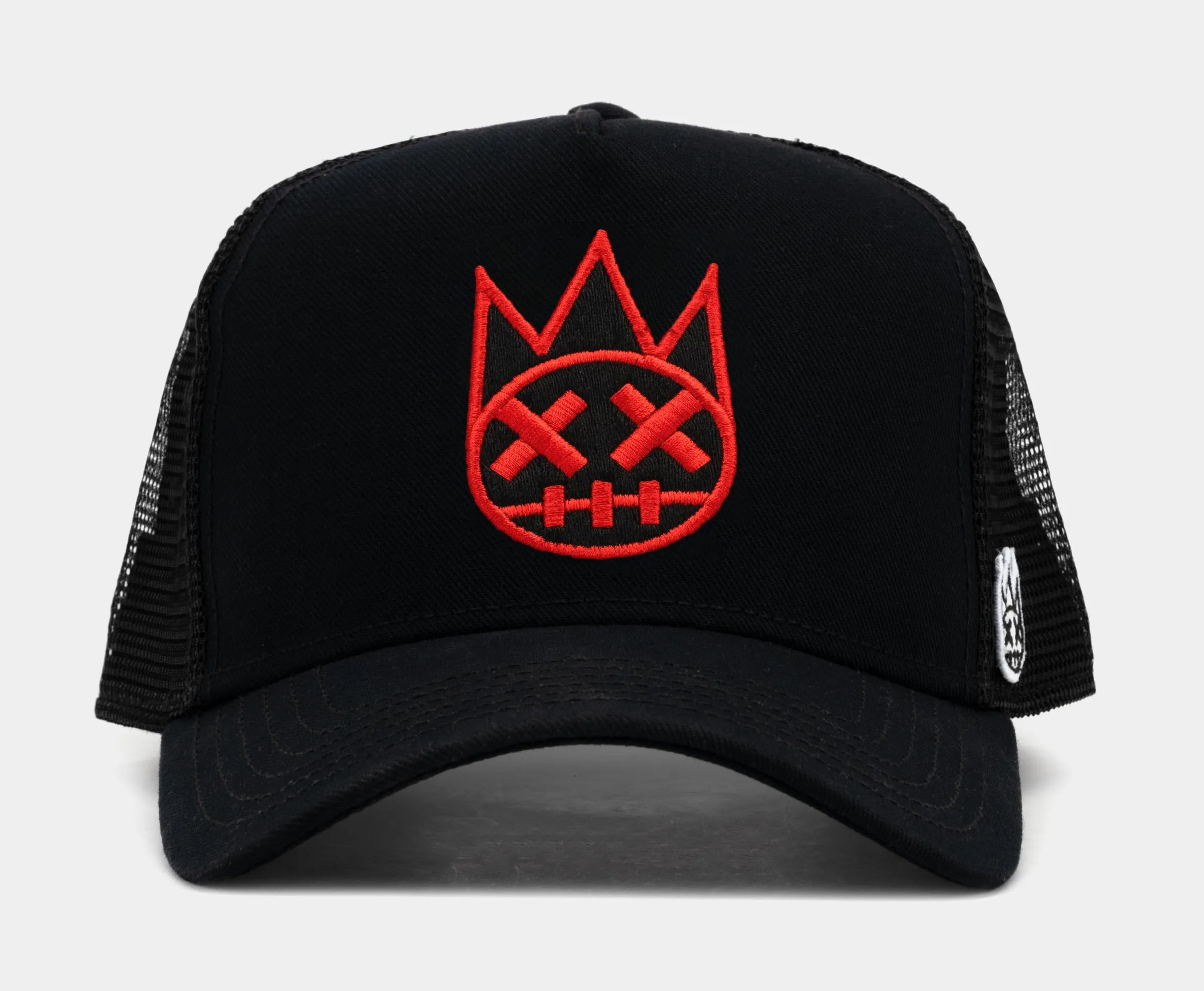 Clean 3D Logo Mesh Trucker Mens Hat (Black/Red)