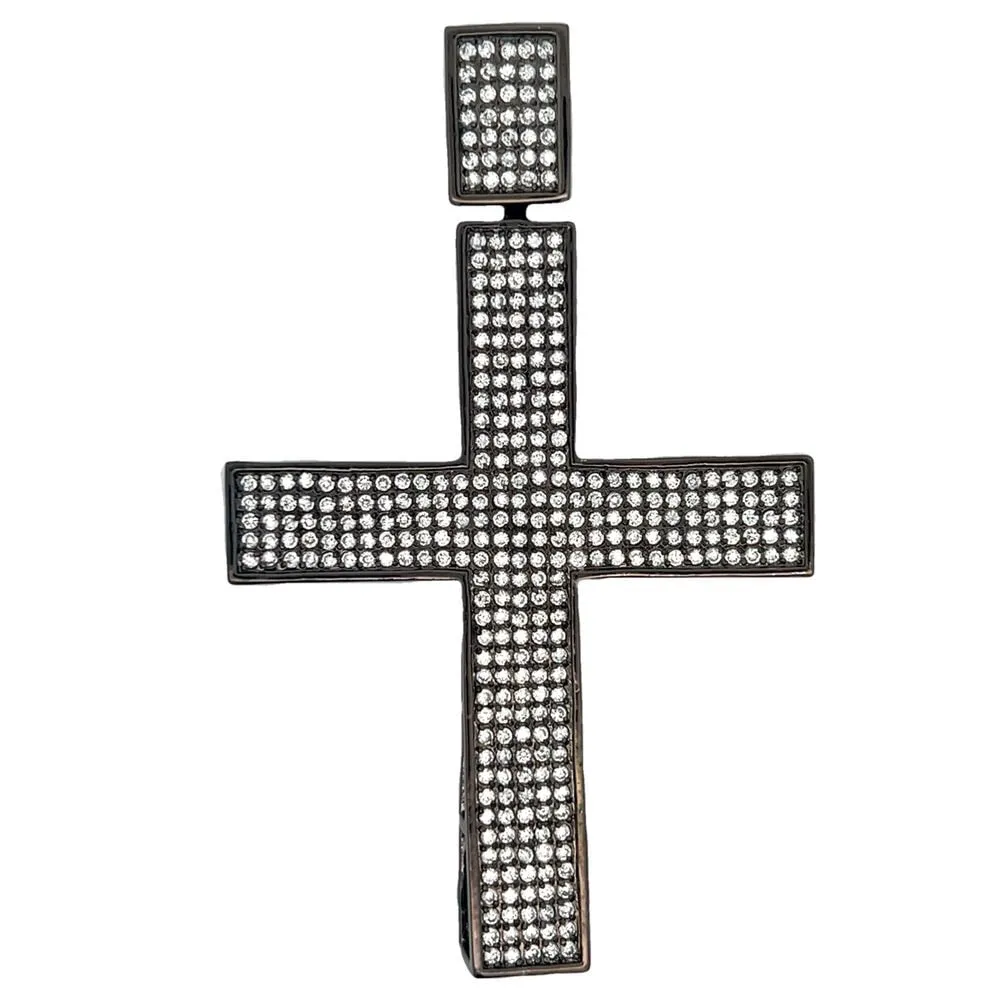 Clean Black 5 Row CZ Iced Out Pendant