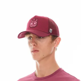 Clean Logo Mesh Back Trucker Curved Visor Hat - Cabernet