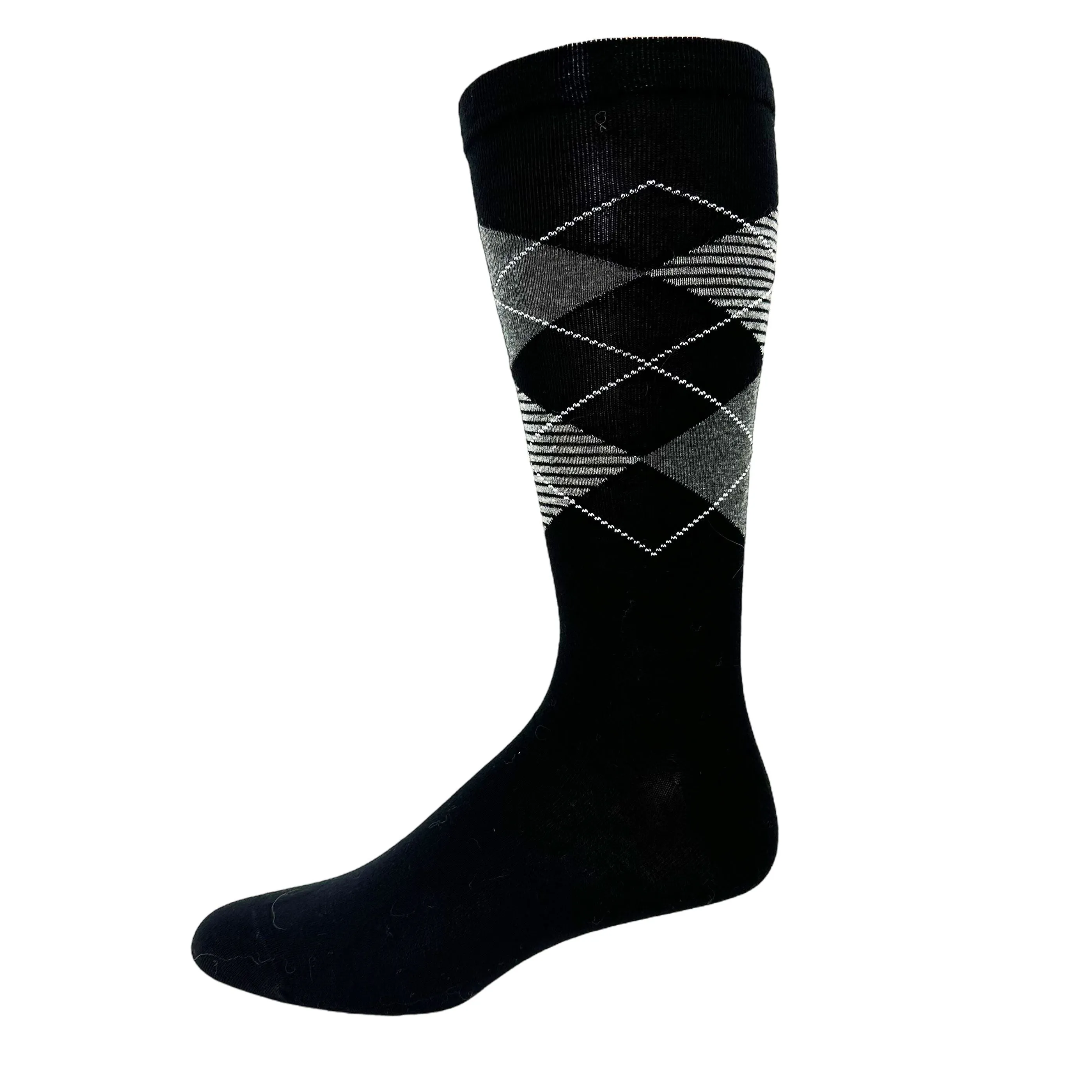 Cotton Dress "Argyle" Diabetic Socks by Wellness - Large