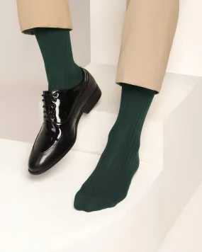 Cotton Fern Green Jacquard Socks - Thai