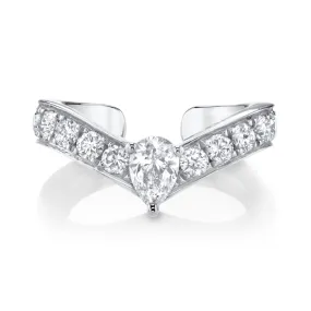 CURVED DIAMOND EAR CUFF WITH PEAR DIAMOND CENTER