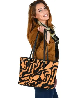 Custom Tote Bag (Vegan Leather) - Tiger Print #101 | Vegan Leather Shoulder Tote Handbag, Shoulder Bags for Women, Over the Shoulder Bag