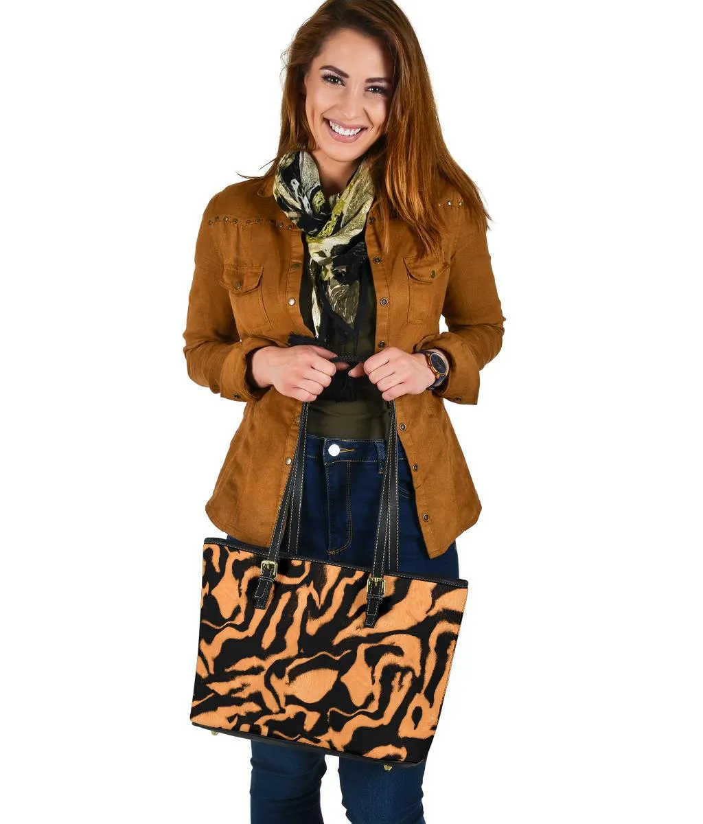 Custom Tote Bag (Vegan Leather) - Tiger Print #101 | Vegan Leather Shoulder Tote Handbag, Shoulder Bags for Women, Over the Shoulder Bag
