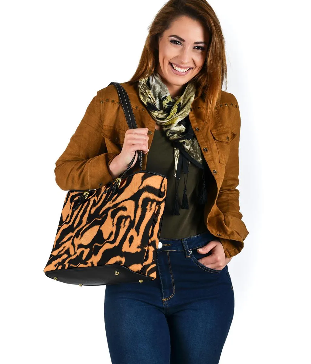 Custom Tote Bag (Vegan Leather) - Tiger Print #101 | Vegan Leather Shoulder Tote Handbag, Shoulder Bags for Women, Over the Shoulder Bag