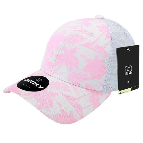 Decky 6000 Tropical Hawaiian Trucker Hat with Mesh Back