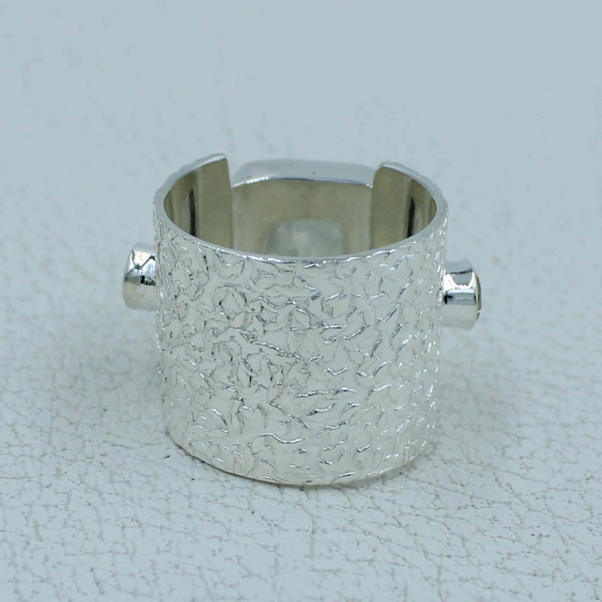 Designer Texture Silver 925 Sterling Moonstone Ring