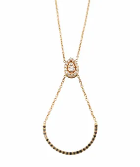 Diamond and black diamond pendant necklace YG  ASL8398