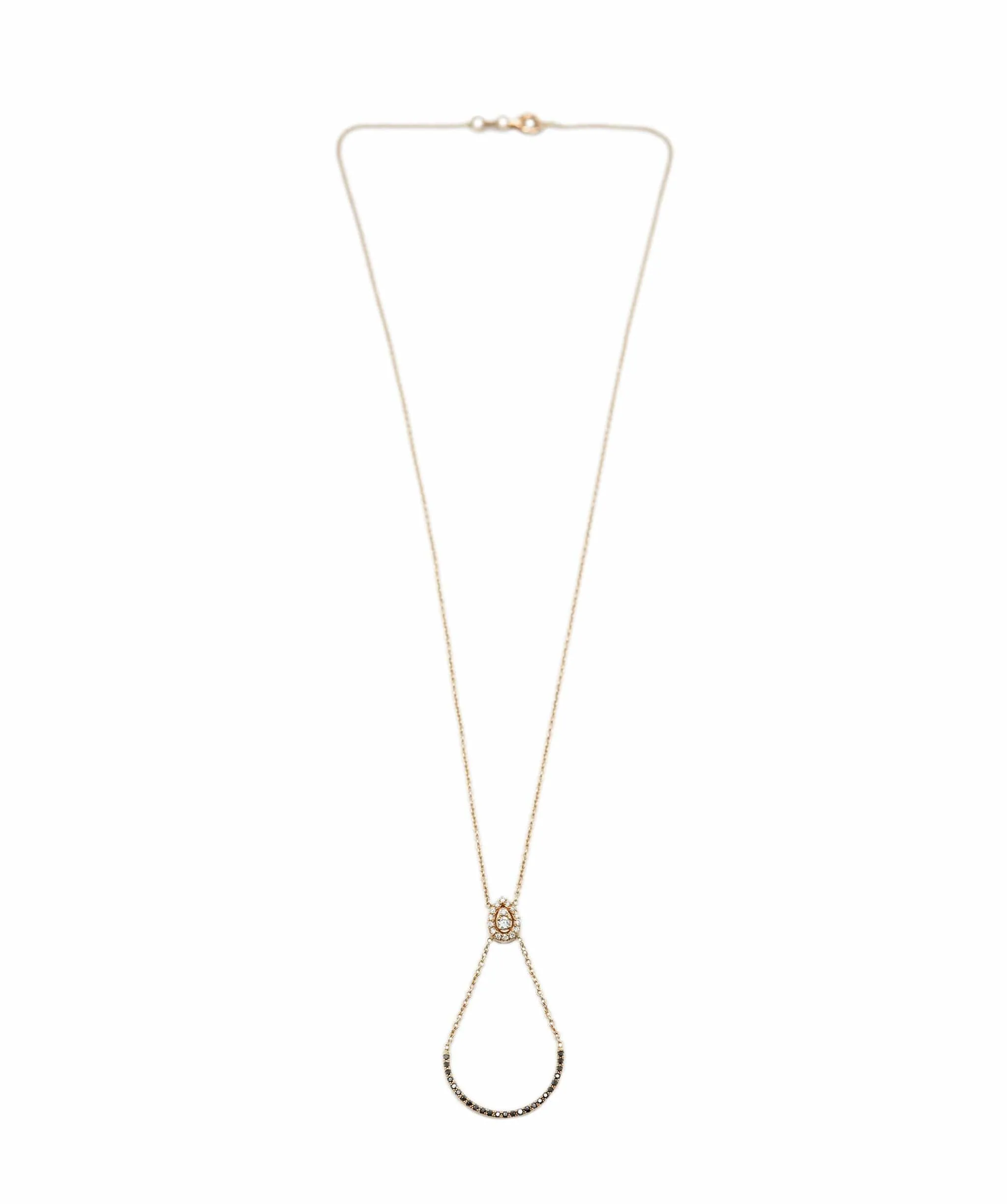 Diamond and black diamond pendant necklace YG  ASL8398