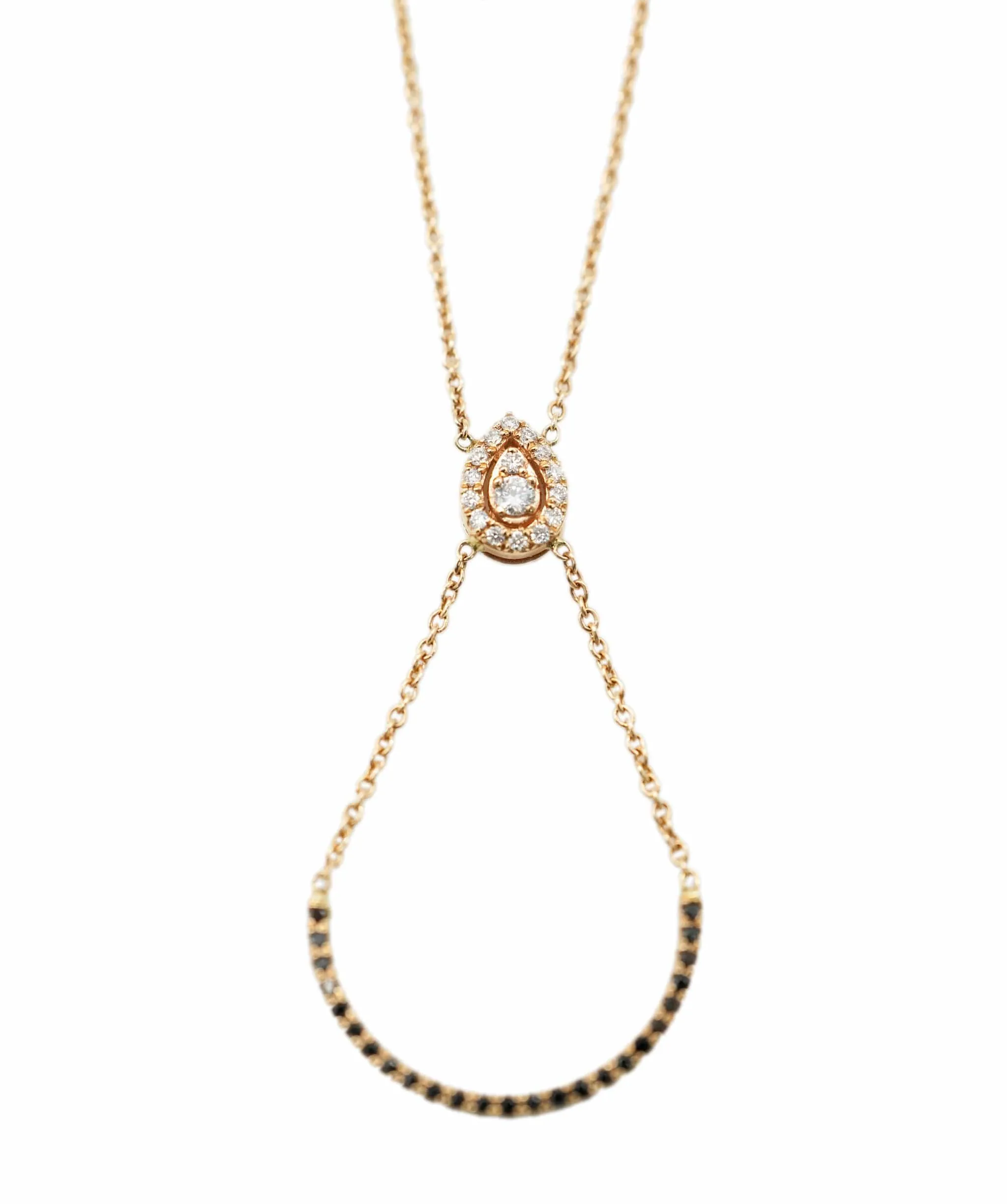 Diamond and black diamond pendant necklace YG  ASL8398