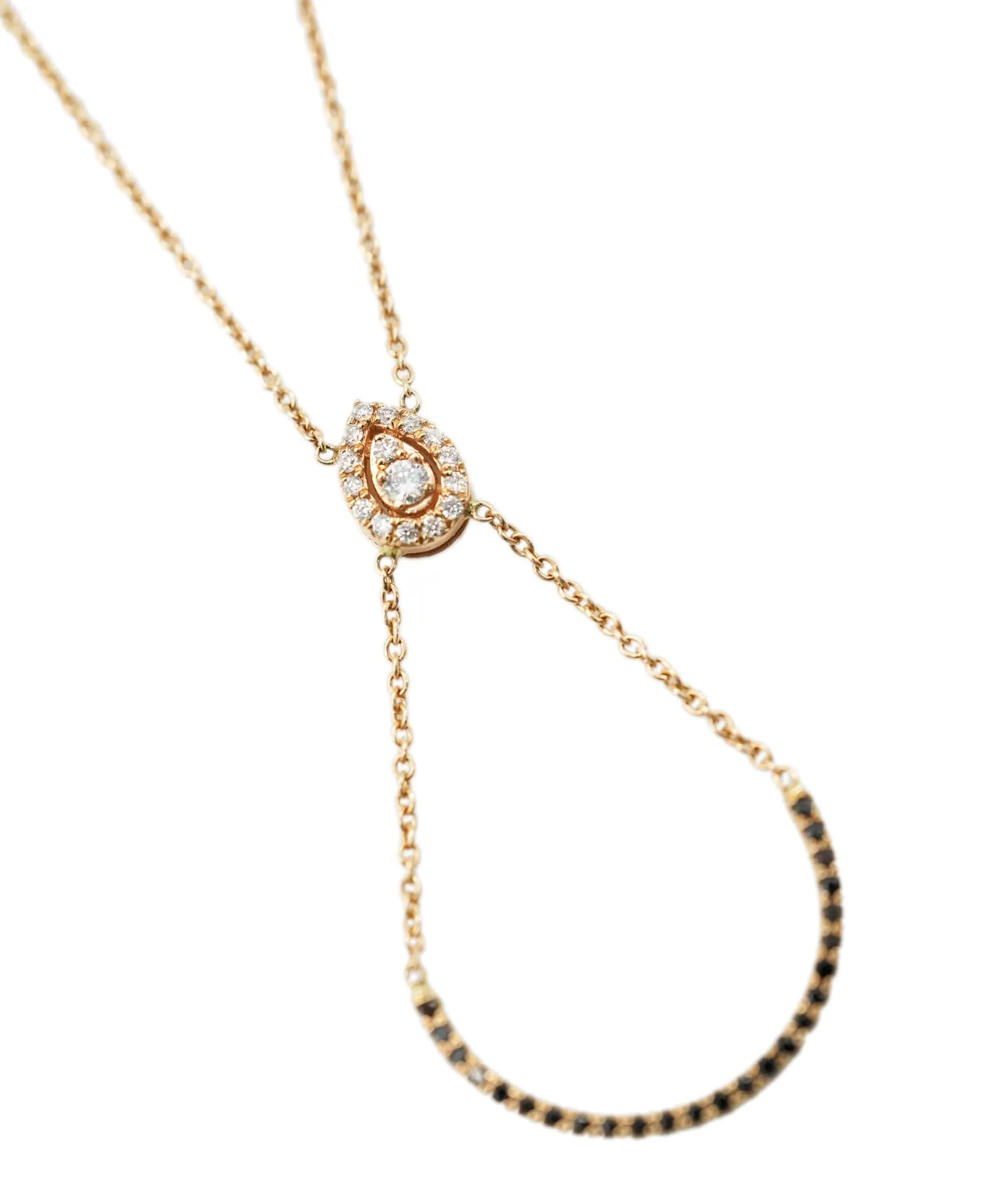 Diamond and black diamond pendant necklace YG  ASL8398