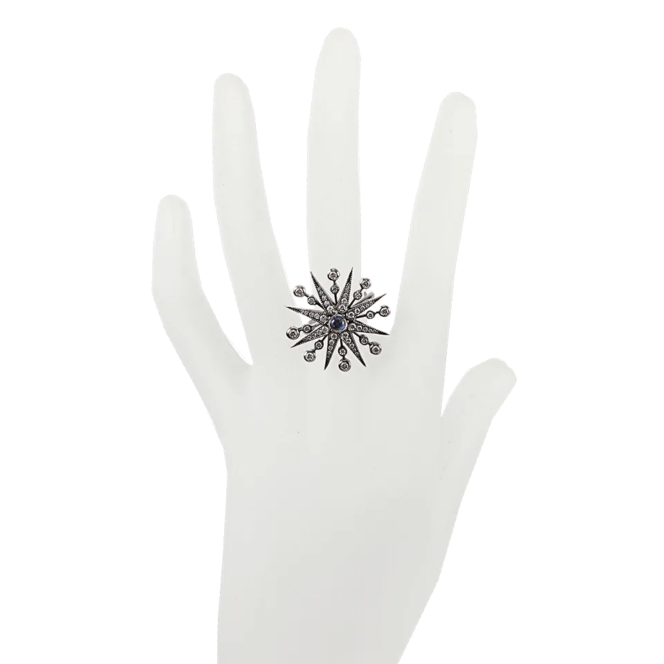 Diamond and Moonstone Starburst Ring