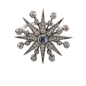 Diamond and Moonstone Starburst Ring