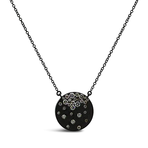 Diamond Confetti Pendant with Blackened Gold