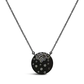  Gold Bat Pendant with Black Diamonds