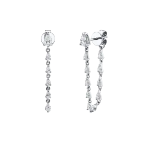 DIAMOND PEAR LOOP EARRINGS WITH PEAR STUD