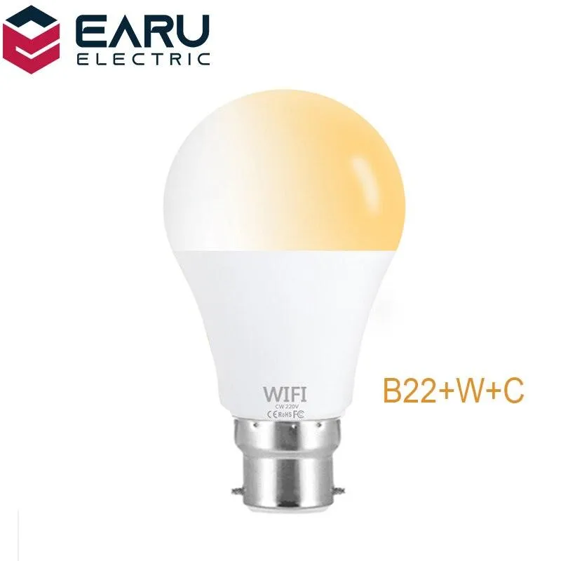Dimmable 15W WiFi Smart Light Bulb B22 E27 LED RGB Lamp Work with Alexa/Google Home RGB White Dimmable Timer Function Magic Bulb