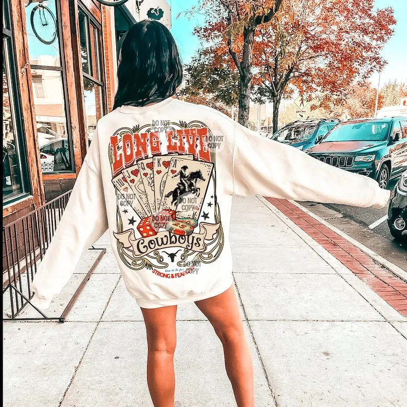 DTF Transfer Long Live Cowboys Western Poker & Rodeo Design