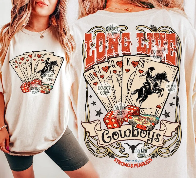 DTF Transfer Long Live Cowboys Western Poker & Rodeo Design