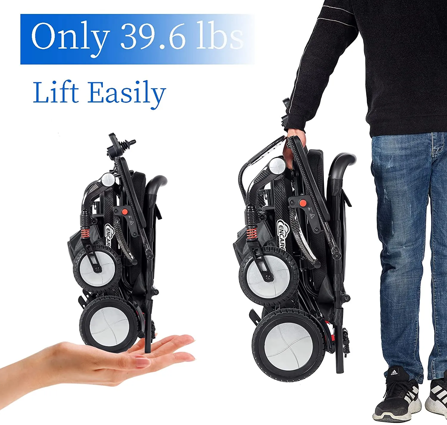 Electric Wheelchair Lightweight Foldable Power Portable Wheelchair Black