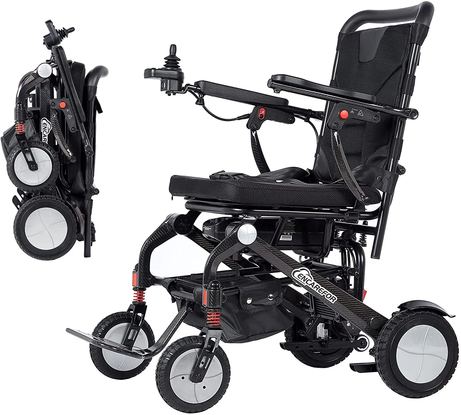 Electric Wheelchair Lightweight Foldable Power Portable Wheelchair Black