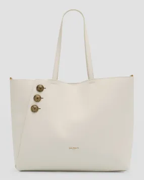 Embleme Shopper Tote Bag in Smooth Leather