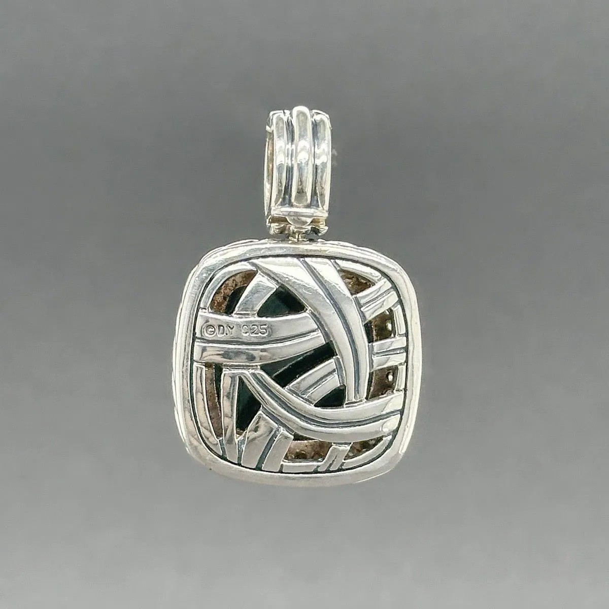 Estate David Yurman SS 6.10ct Onyx & 0.35ctw Diamond Albion Pendant