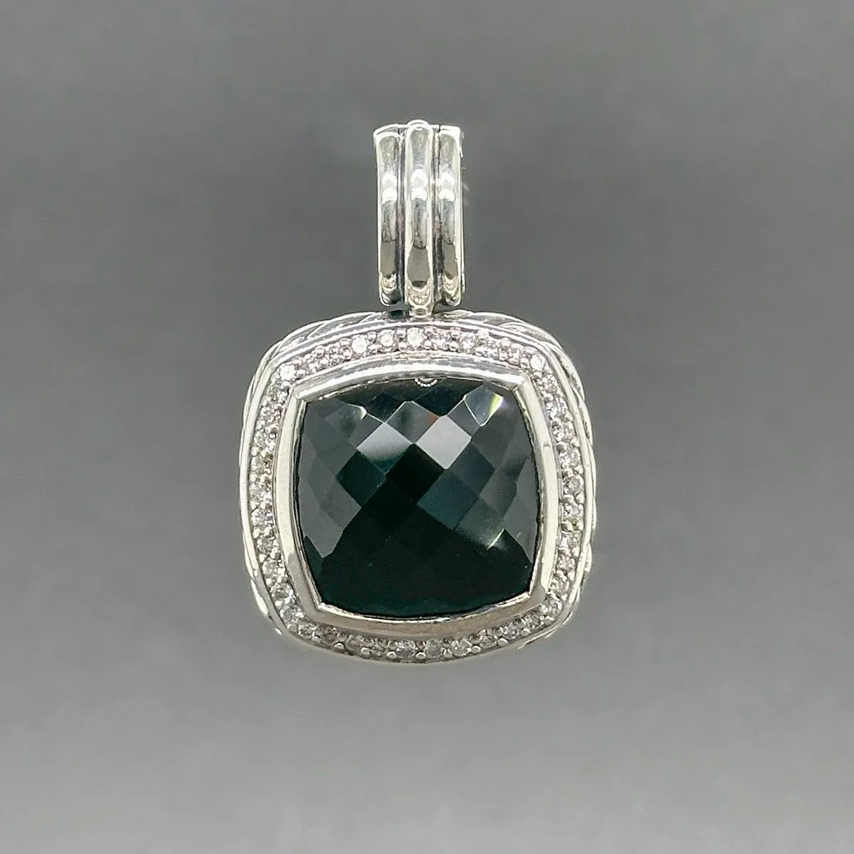 Estate David Yurman SS 6.10ct Onyx & 0.35ctw Diamond Albion Pendant