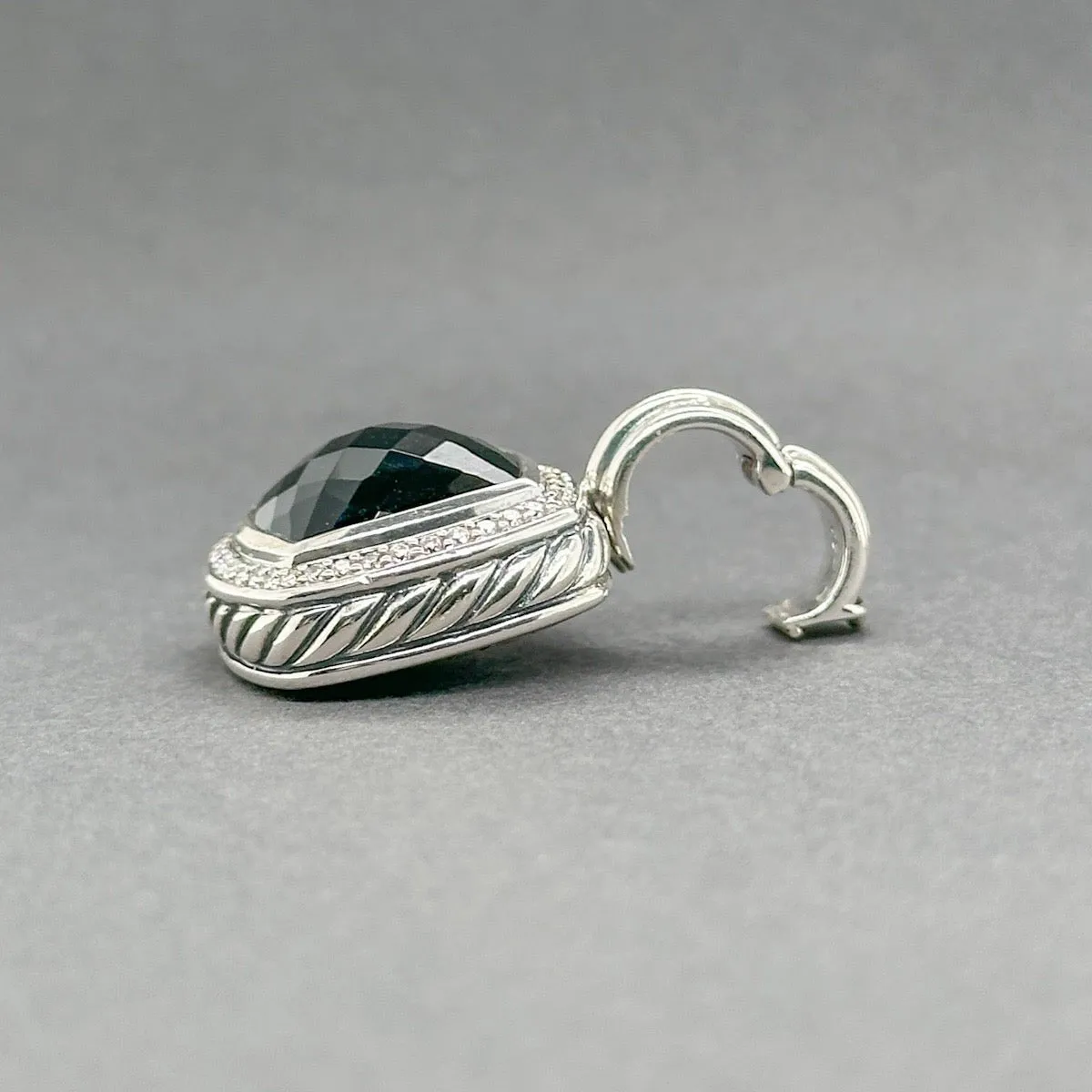 Estate David Yurman SS 6.10ct Onyx & 0.35ctw Diamond Albion Pendant